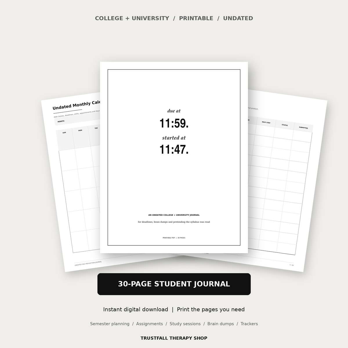 “Due at 11:59. Started at 11:47.” Student Academic Agenda