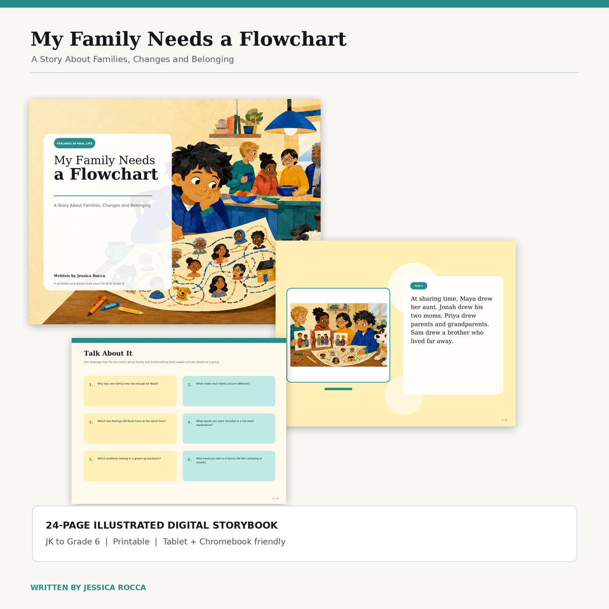 My Family Needs a Flowchart 24-page illustrated digital children's storybook by Jessica Rocca
