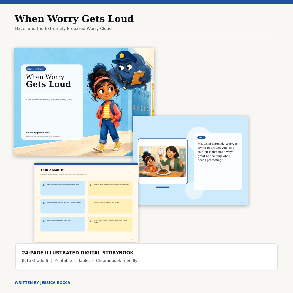 When Worry Gets Loud 24-page illustrated digital children's storybook by Jessica Rocca